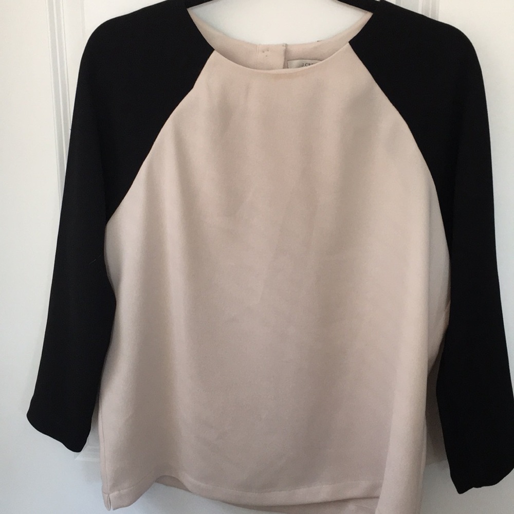 J. Crew crepe baseball blouse in color block
